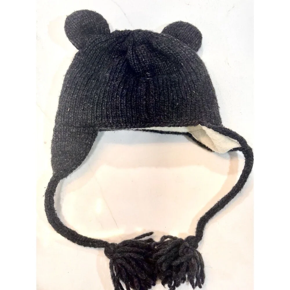 Vive Bien Husky Dog Wool Knit Beanie Hat Fleece Lined Youth Arts of Ecuador